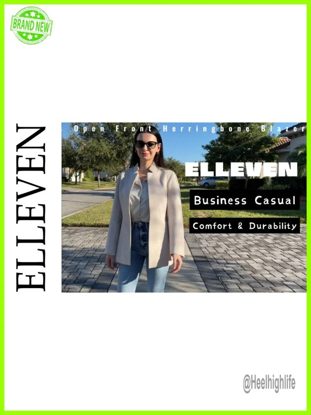 Women's Open Front Herringbone Blazer - Long Sleeve Business Casual Work